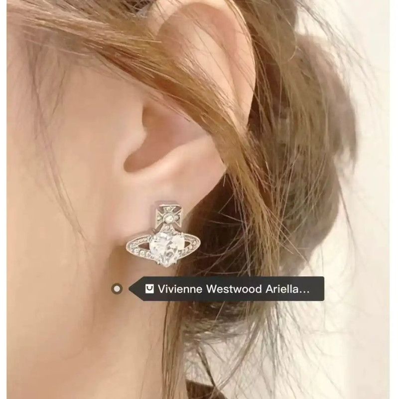 Vivienne Westwood Vivienne Westwood Silver Crystal Logo Earrings 0089 Size ONE SIZE - 4 Thumbnail