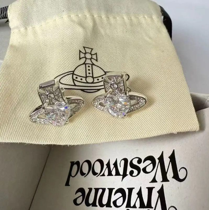 Vivienne Westwood Vivienne Westwood Silver Crystal Logo Earrings 0089 Size ONE SIZE - 2 Thumbnail