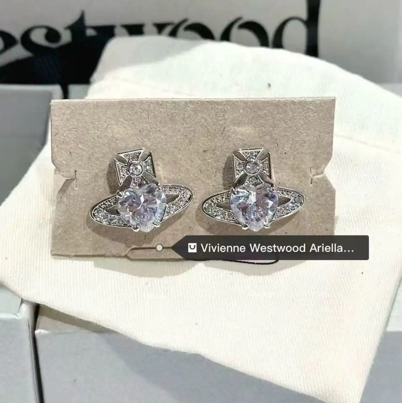Vivienne Westwood Vivienne Westwood Silver Crystal Logo Earrings 0089 Size ONE SIZE - 3 Thumbnail