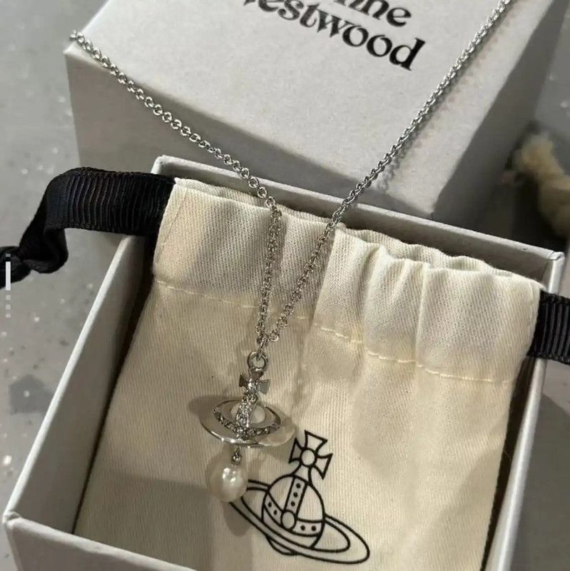 Vivienne Westwood Vivienne Westwood Silver Alloy Necklace with Pearl 0089 Size ONE SIZE - 6 Thumbnail