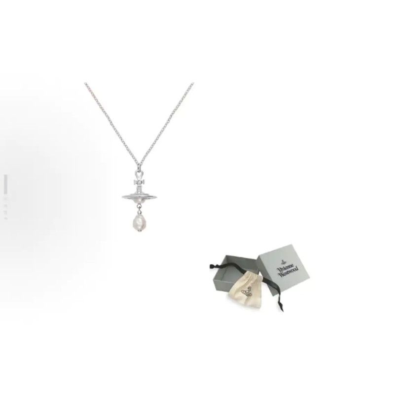 Vivienne Westwood Vivienne Westwood Silver Alloy Necklace with Pearl 0089 Size ONE SIZE - 10 Thumbnail