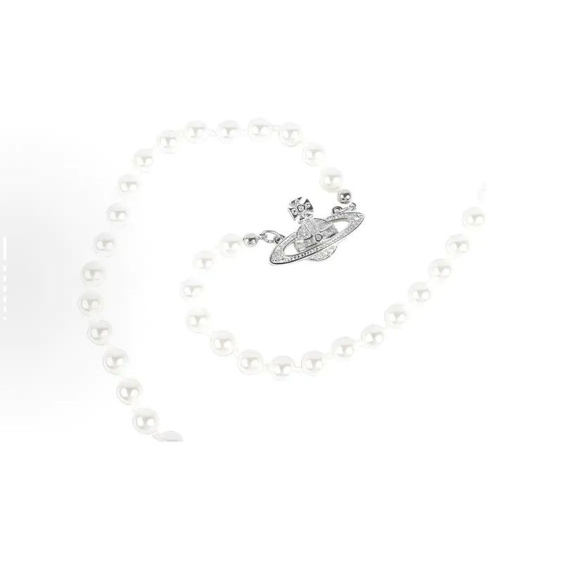 Vivienne Westwood Vivienne Westwood White Pearl Logo Necklace 0089 Size ONE SIZE - 4 Thumbnail