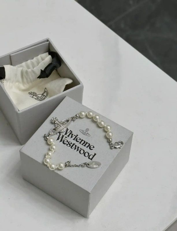 Vivienne Westwood Vivienne Westwood Silver Alloy Bracelet with Pearls 0089 Size ONE SIZE - 3 Thumbnail