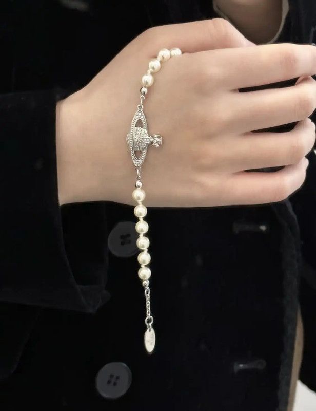 Vivienne Westwood Vivienne Westwood Silver Alloy Bracelet with Pearls 0089 Size ONE SIZE - 6 Thumbnail