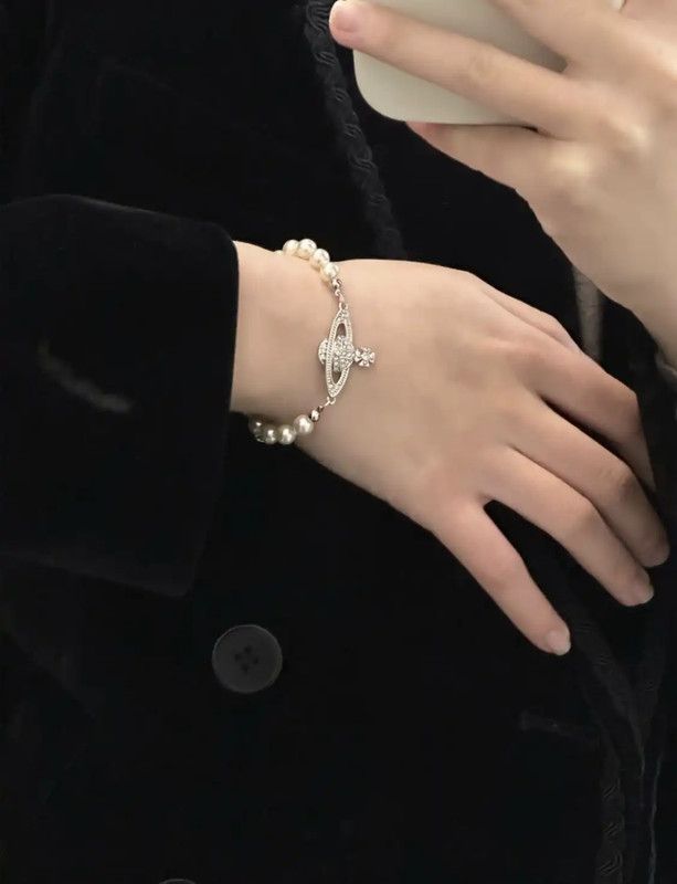 Vivienne Westwood Vivienne Westwood Silver Alloy Bracelet with Pearls 0089 Size ONE SIZE - 7 Thumbnail