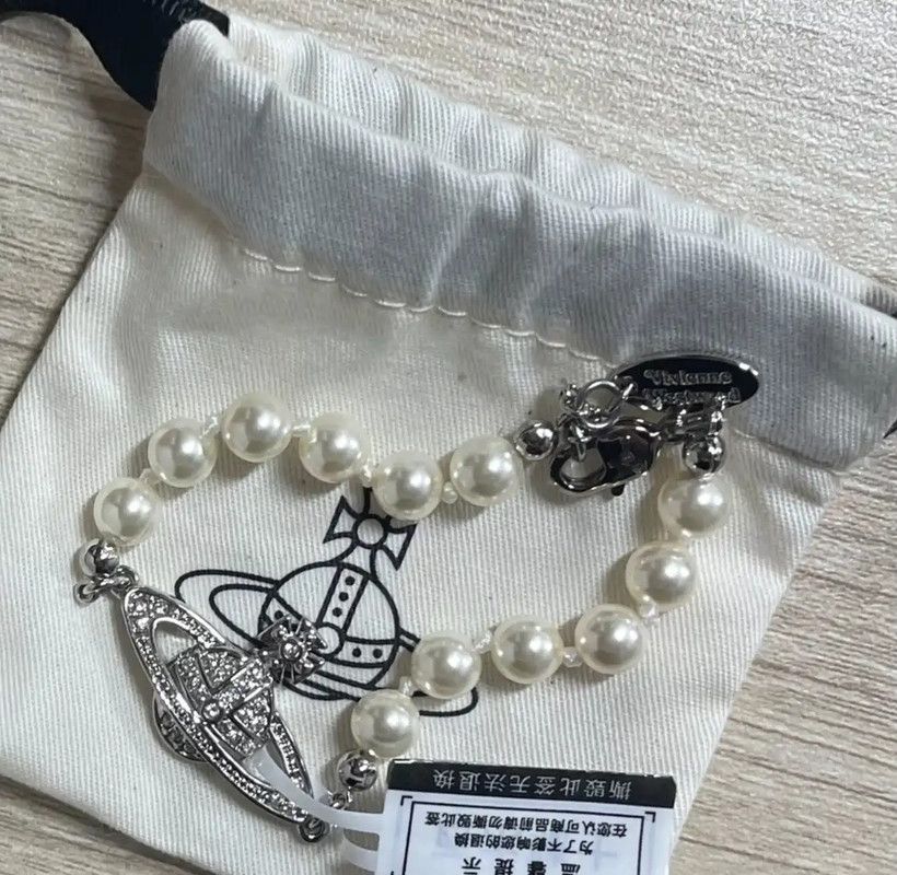 Vivienne Westwood Vivienne Westwood Silver Alloy Bracelet with Pearls 0089 Size ONE SIZE - 2 Thumbnail