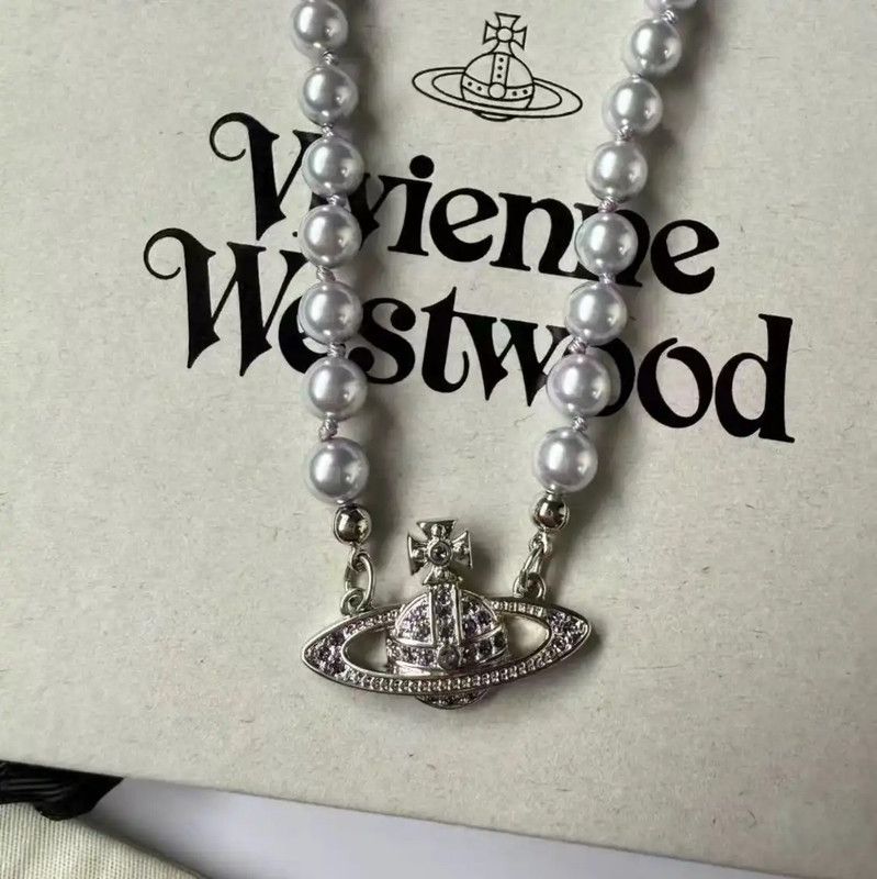Vivienne Westwood Vivienne Westwood Silver Pearl Logo Necklace 0089 Size ONE SIZE - 5 Thumbnail