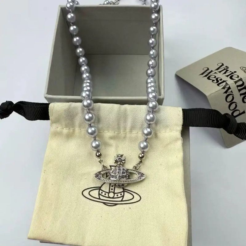 Vivienne Westwood Vivienne Westwood Silver Pearl Logo Necklace 0089 Size ONE SIZE - 3 Thumbnail