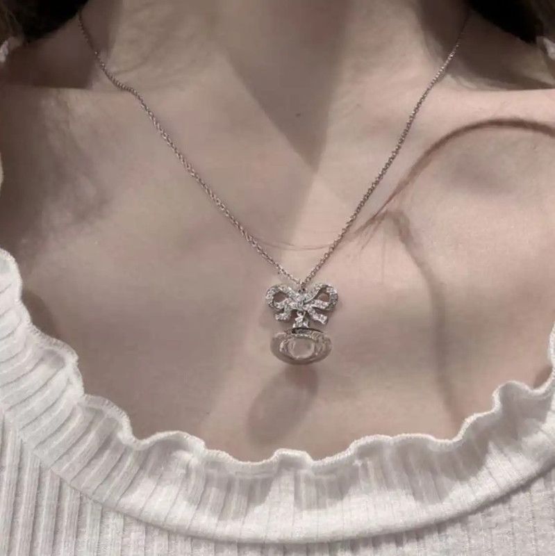 Vivienne Westwood Vivienne Westwood Silver Bow Necklace 0089 Size ONE SIZE - 7 Thumbnail