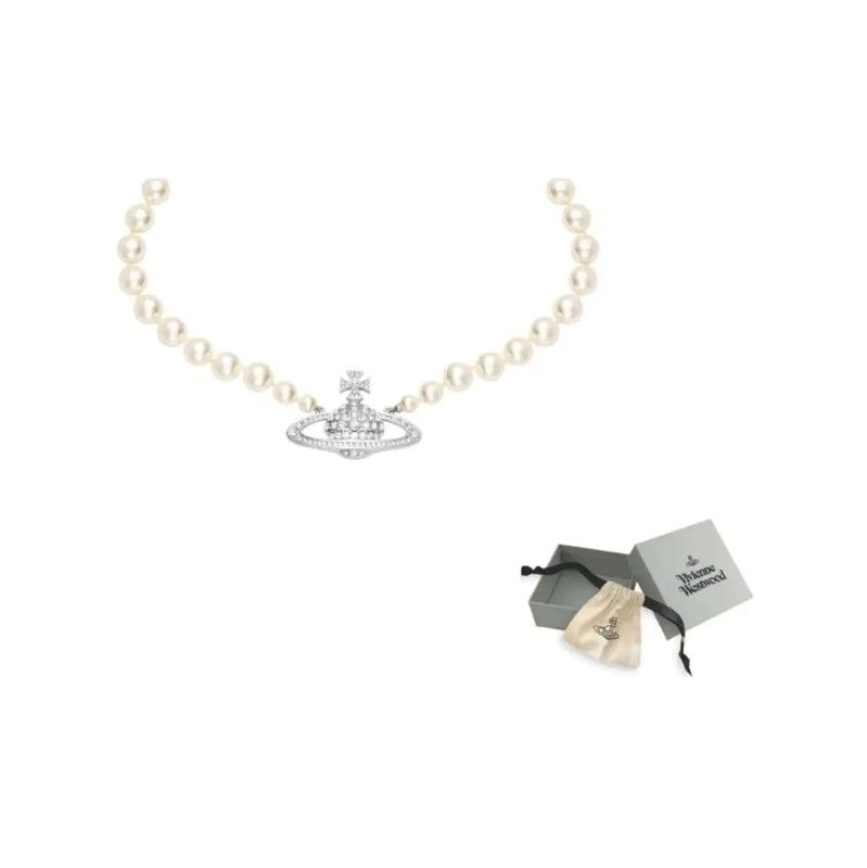 Vivienne Westwood Vivienne Westwood Silver Pearl Necklace 0089 Size ONE SIZE - 10 Thumbnail