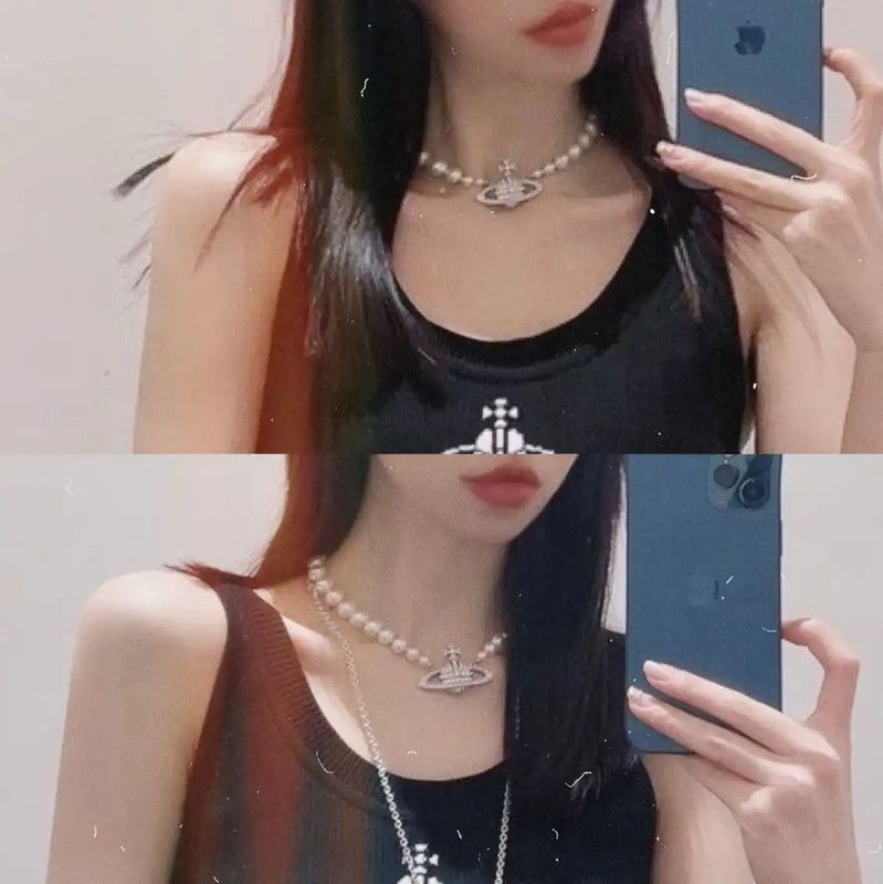 Vivienne Westwood Vivienne Westwood Silver Pearl Necklace 0089 Size ONE SIZE - 8 Thumbnail