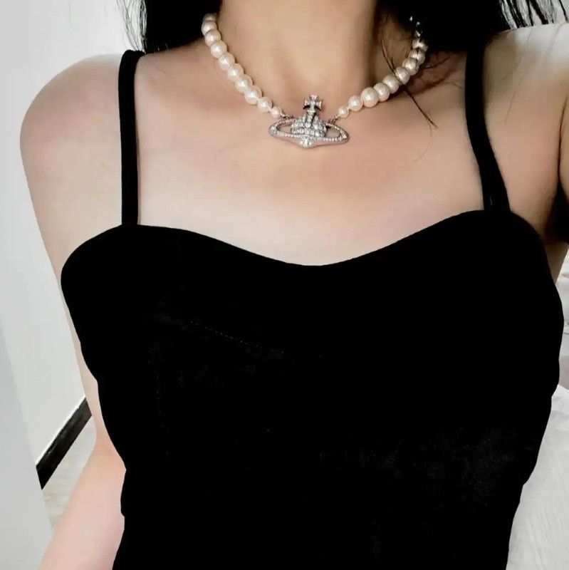 Vivienne Westwood Vivienne Westwood Silver Pearl Necklace 0089 Size ONE SIZE - 7 Thumbnail