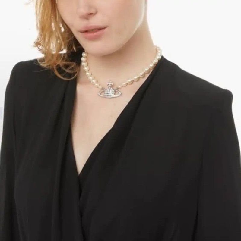 Vivienne Westwood Vivienne Westwood Silver Pearl Necklace 0089 Size ONE SIZE - 9 Thumbnail