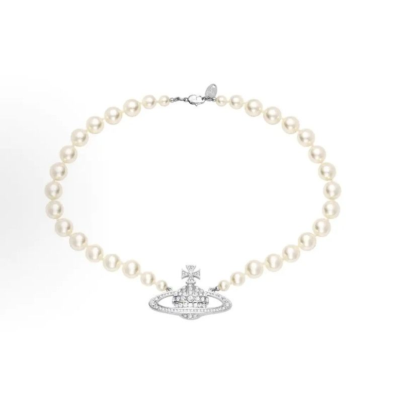 Vivienne Westwood Vivienne Westwood Silver Pearl Necklace 0089 Size ONE SIZE - 3 Thumbnail