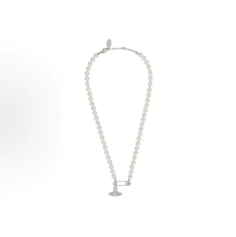 Vivienne Westwood Vivienne Westwood Silver Pearl and Zircon Necklace 0089 Size ONE SIZE - 4 Thumbnail