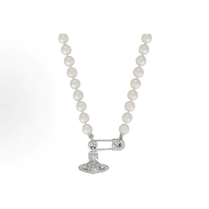 Vivienne Westwood Vivienne Westwood Silver Pearl and Zircon Necklace 0089 Size ONE SIZE - 2 Thumbnail