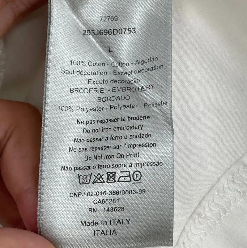 Dior Dior Men's Summer White Cotton T-Shirt 0089 Size US L / EU 52-54 / 3 - 5 Thumbnail