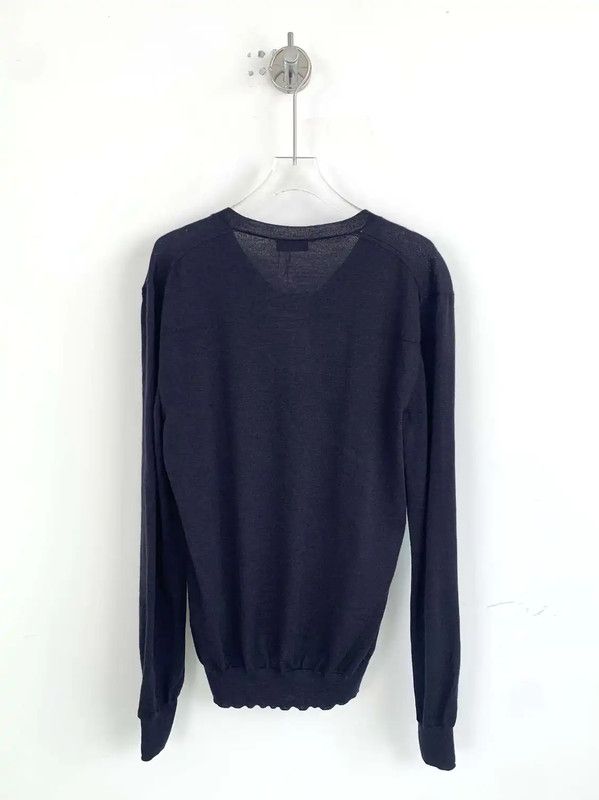 Dior Dior Navy Blue Cotton Knit Pullover for Men 0089 Size US M / EU 48-50 / 2 - 2 Thumbnail