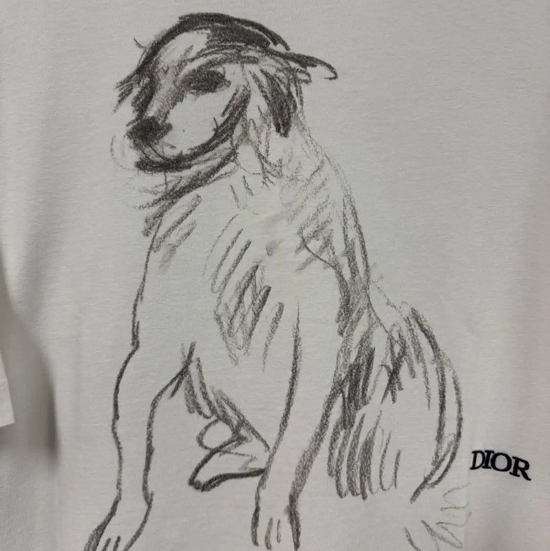 Dior Dior Men's White Cotton T-Shirt with Dog Print 0089 Size US XS / EU 42 / 0 - 3 Thumbnail