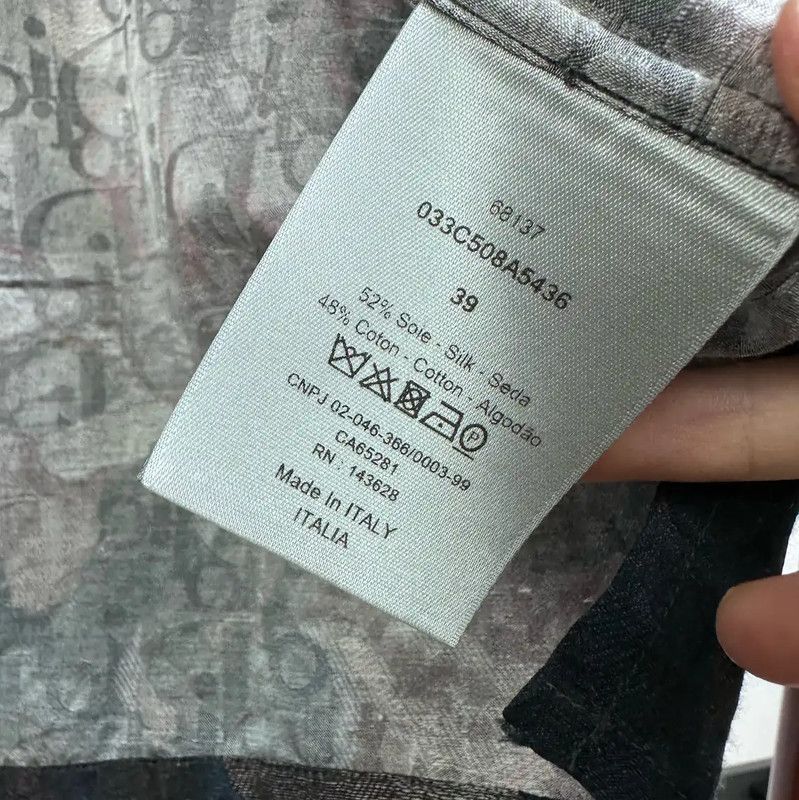 Dior Dior Gray Silk Blend Short Sleeve Shirt 0089 Size US L / EU 52-54 / 3 - 4 Thumbnail