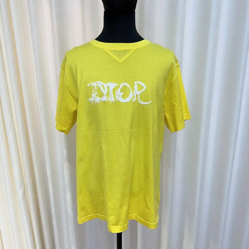 Dior Dior Men's Yellow Cotton T-Shirt 0089 Size US XL / EU 56 / 4 - 2 Thumbnail