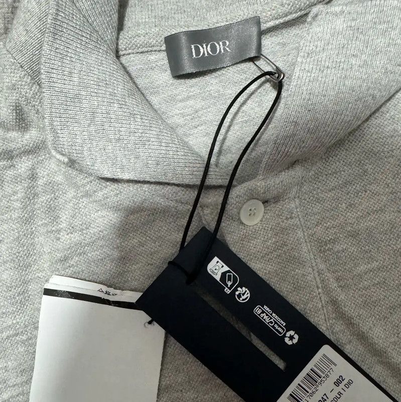 Dior Dior Gray Cotton Embroidered Logo Men's Polo 0089 Size US L / EU 52-54 / 3 - 3 Thumbnail