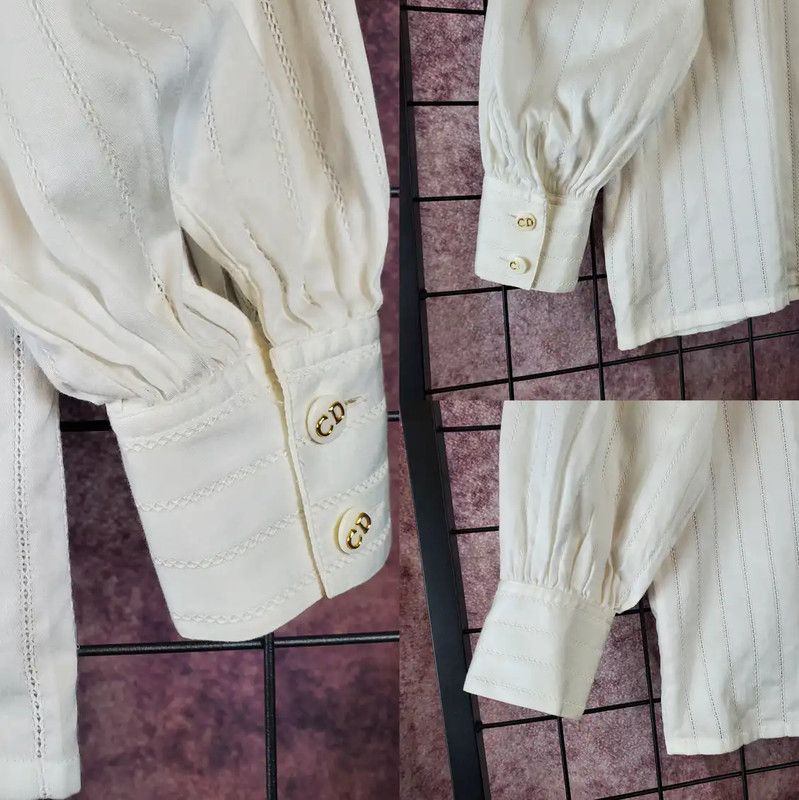 Dior Dior White Cotton Embroidered Logo Long Sleeve Shirt 0089 Size US M / EU 48-50 / 2 - 7 Thumbnail