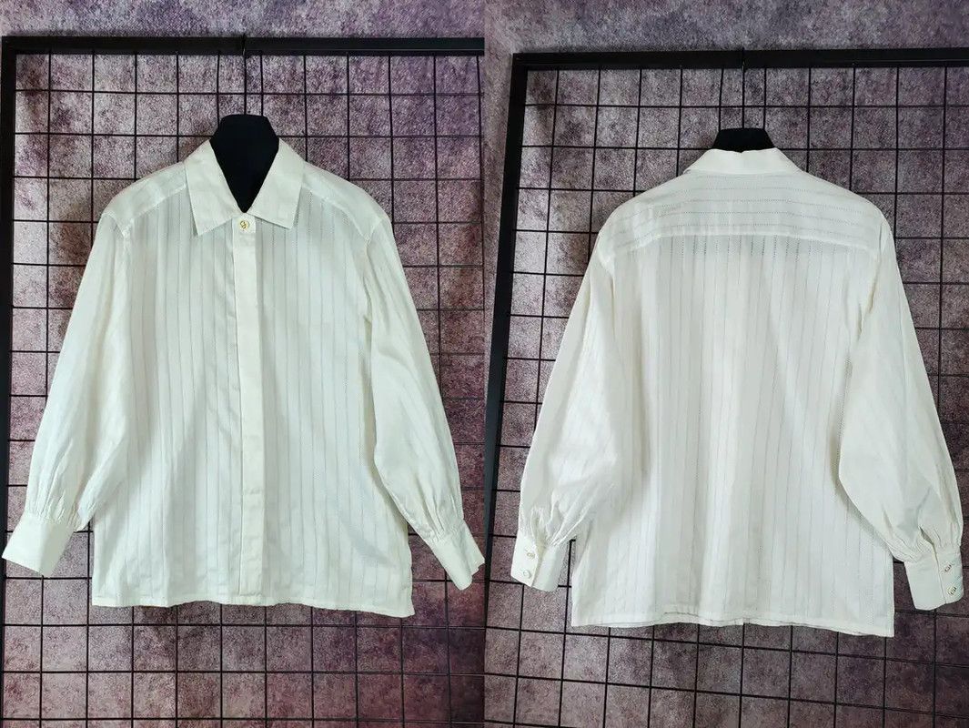 Dior Dior White Cotton Embroidered Logo Long Sleeve Shirt 0089 Size US M / EU 48-50 / 2 - 4 Thumbnail