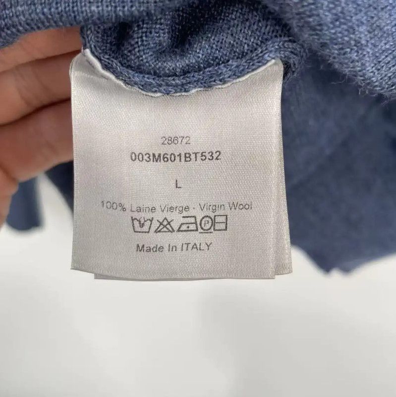 Dior Dior Men's Blue Wool Long Sleeve Sweater 0089 Size US L / EU 52-54 / 3 - 5 Thumbnail