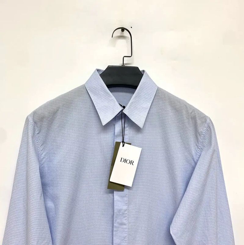 Dior Dior Blue Cotton Long Sleeve Shirt 0089 Size US M / EU 48-50 / 2 - 3 Thumbnail