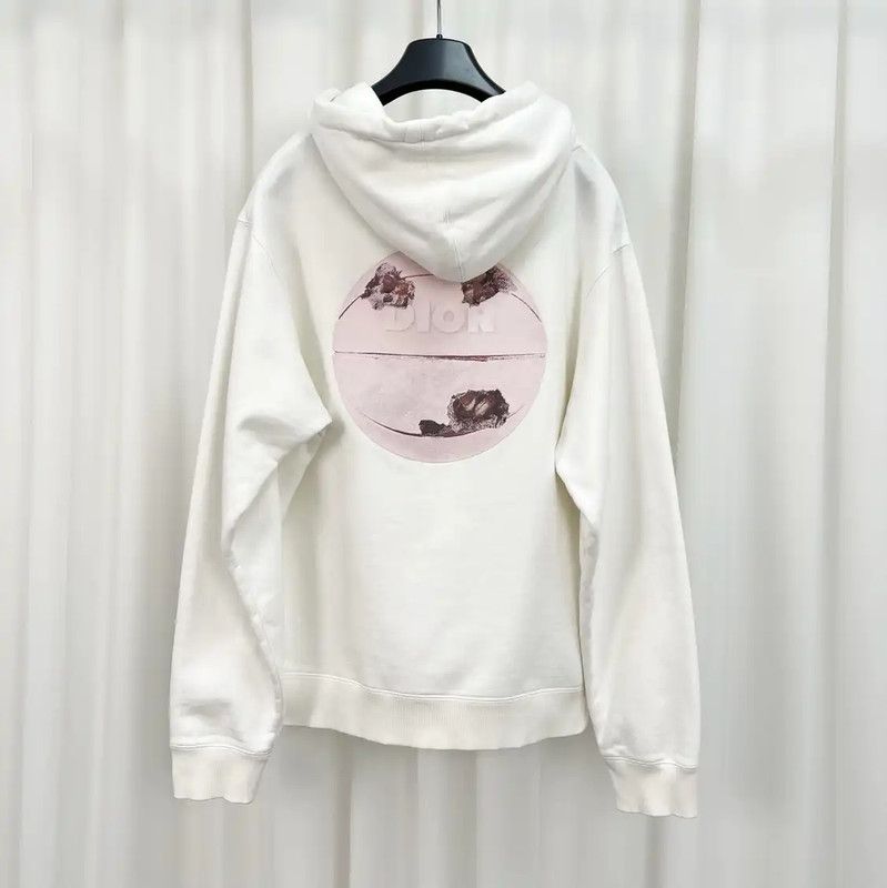 Dior Dior Logo White Long Sleeve Cotton Hoodie 0089 Size US M / EU 48-50 / 2 - 2 Thumbnail