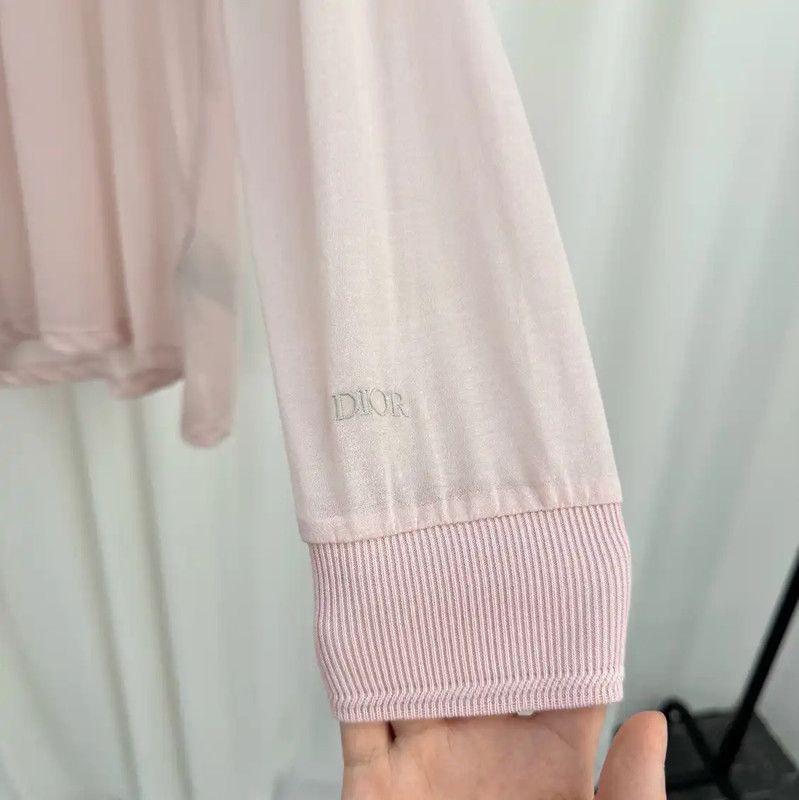 Dior Dior Long Sleeve Pink Embroidered Polo Shirt 0089 Size US L / EU 52-54 / 3 - 4 Thumbnail