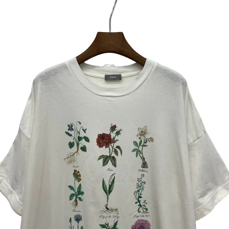 Dior Dior White Men's T-Shirt with Floral Prints 0089 Size US M / EU 48-50 / 2 - 4 Thumbnail