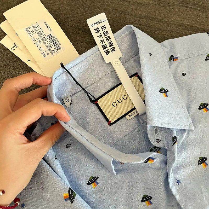 Dior Dior Light Blue Cotton Embroidered Men's Shirt 0089 Size US M / EU 48-50 / 2 - 5 Thumbnail