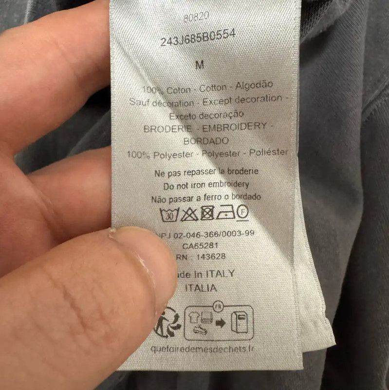 Dior Dior Gray Cotton Embroidered Logo Men's T-Shirt 0089 Size US M / EU 48-50 / 2 - 5 Thumbnail
