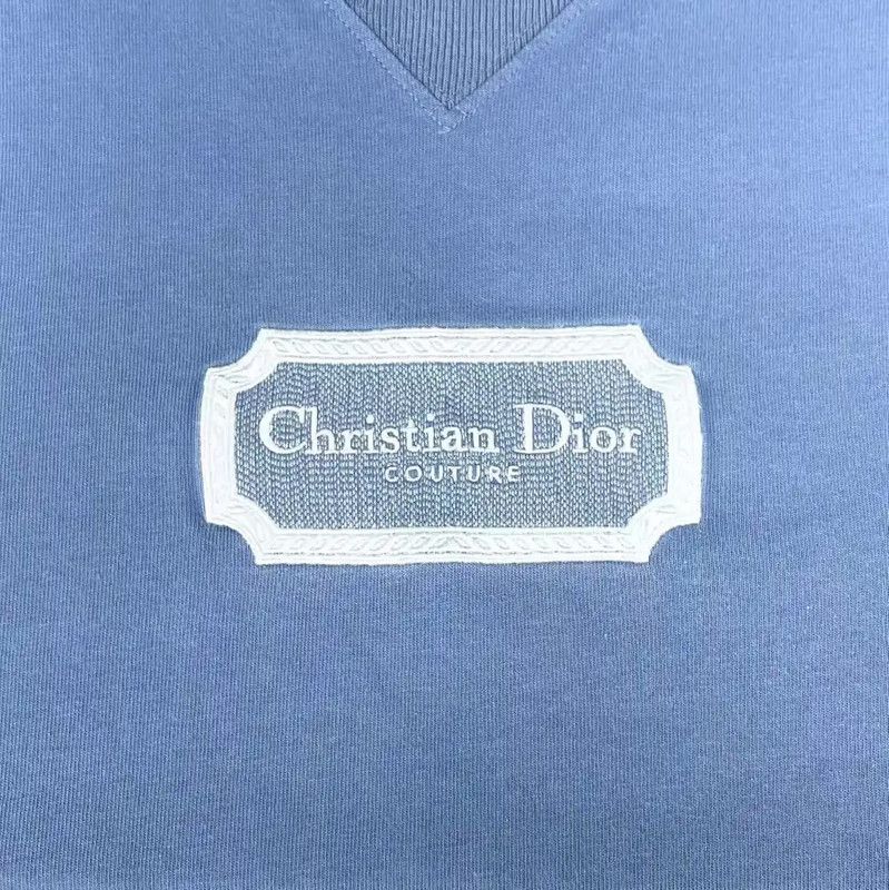 Dior Dior Blue Cotton Embroidered Stripe Short Sleeve Tee 0089 Size US XXL / EU 58 / 5 - 3 Thumbnail