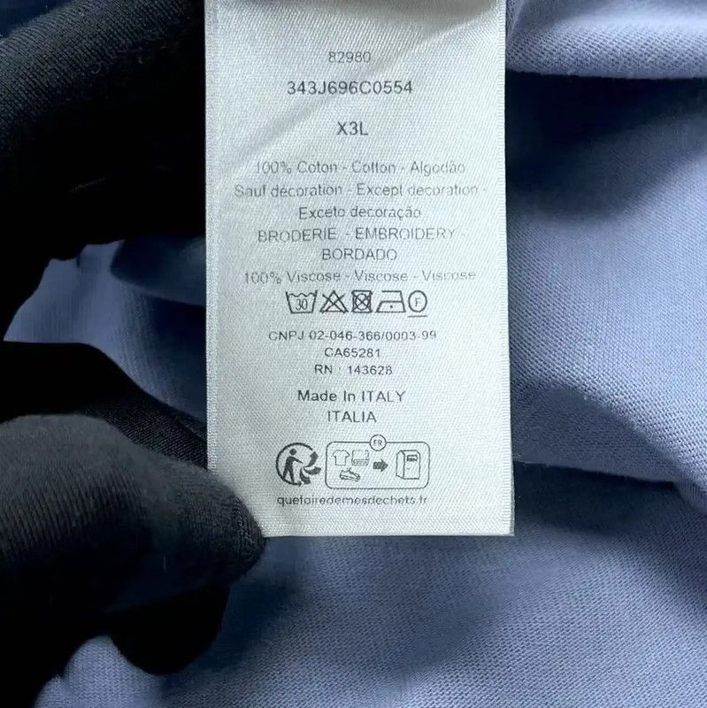 Dior Dior Blue Cotton Embroidered Stripe Short Sleeve Tee 0089 Size US XXL / EU 58 / 5 - 4 Thumbnail