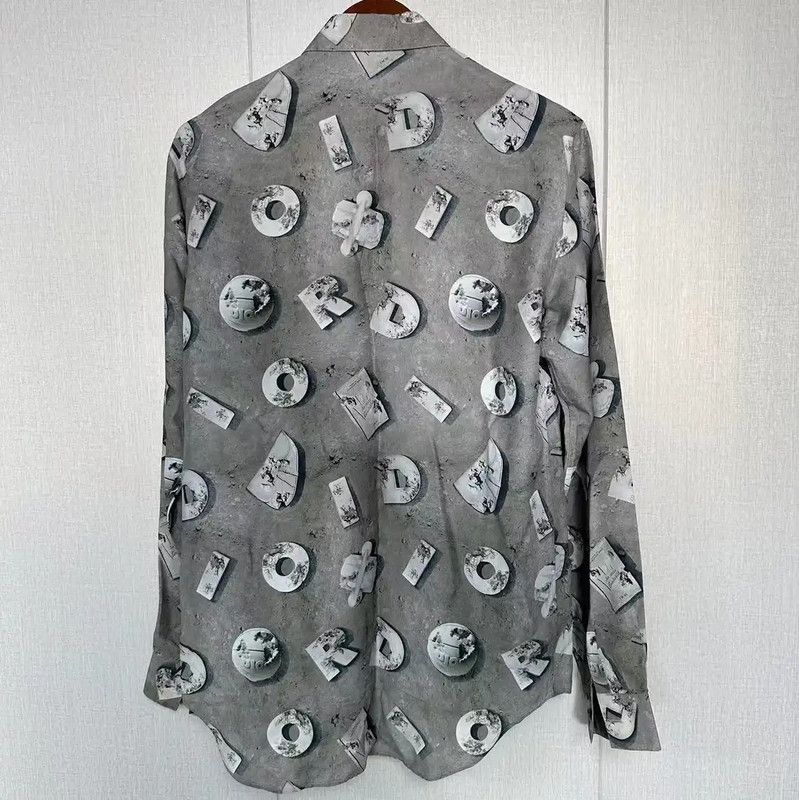 Dior Dior Men's Gray Printed Shirt 0089 Size US S / EU 44-46 / 1 - 2 Thumbnail