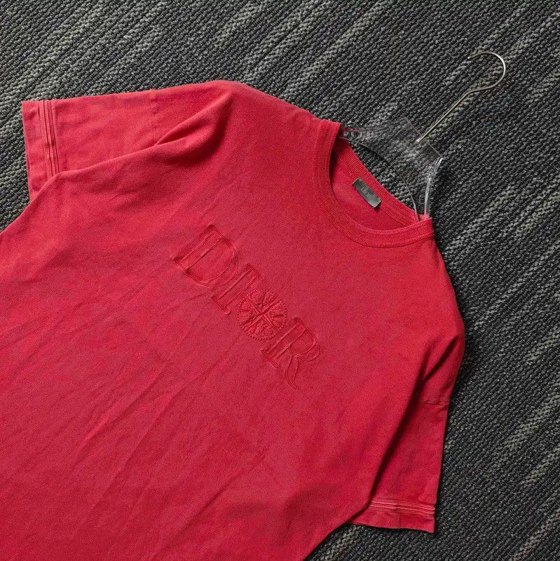 Dior Dior Red Cotton Embroidered Men’s T-Shirt 0089 Size US M / EU 48-50 / 2 - 4 Thumbnail