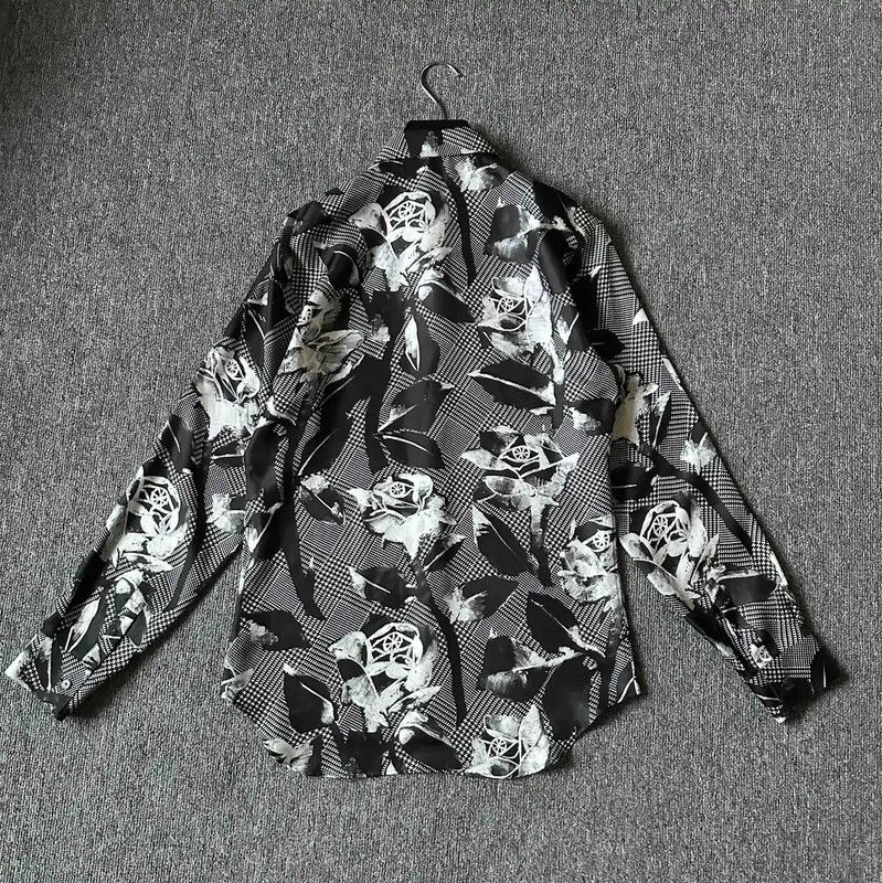Dior Dior Black and Gray Silk Long Sleeve Shirt 0089 Size US M / EU 48-50 / 2 - 4 Thumbnail
