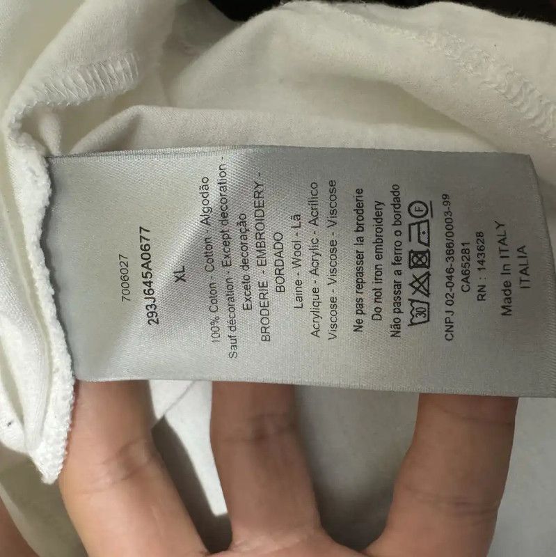 Dior Dior White Cotton Logo Embroidery T-Shirt 0089 Size US XL / EU 56 / 4 - 4 Thumbnail