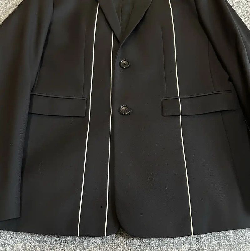 Dior Dior Men's Black Wool Embroidered Long Coat 0089 Size US M / EU 48-50 / 2 - 2 Thumbnail