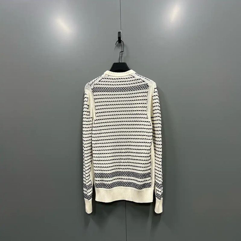 Dior Dior Spring Autumn White Wool Striped Sweater 0089 Size US S / EU 44-46 / 1 - 3 Thumbnail