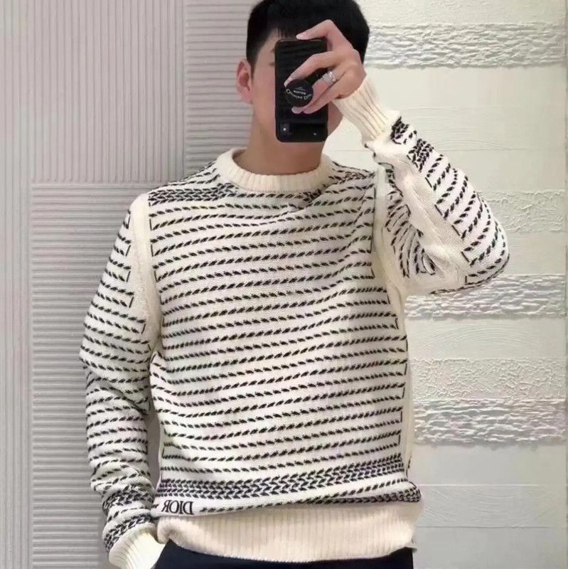Dior Dior Spring Autumn White Wool Striped Sweater 0089 Size US S / EU 44-46 / 1 - 7 Thumbnail