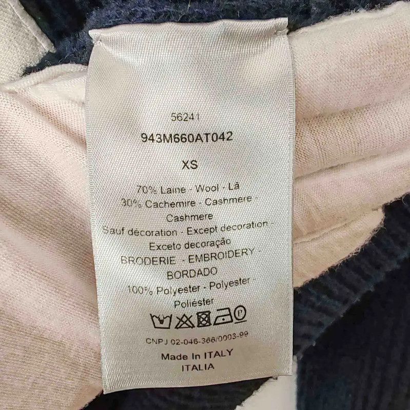 Dior Dior Men's Navy Wool Pullover Sweater 0089 Size US XS / EU 42 / 0 - 5 Thumbnail