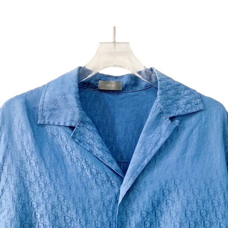 Dior Dior Light Blue Silk Men’s Short Sleeve Shirt 0089 Size US M / EU 48-50 / 2 - 3 Thumbnail