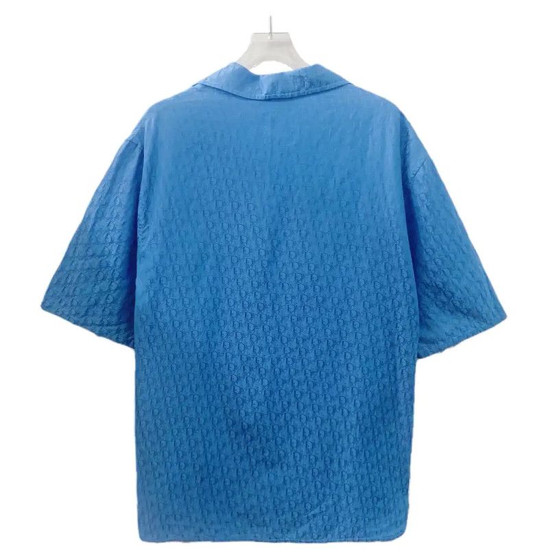 Dior Dior Light Blue Silk Men’s Short Sleeve Shirt 0089 Size US M / EU 48-50 / 2 - 2 Thumbnail
