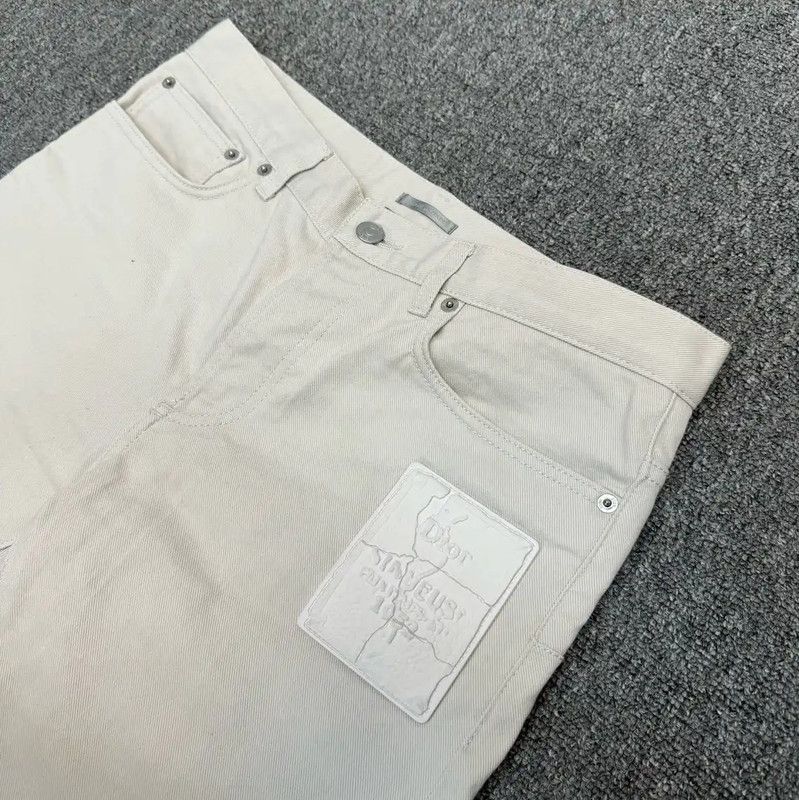 Dior Dior Men's Casual Trousers in White Cotton 0089 Size US 27 - 3 Thumbnail