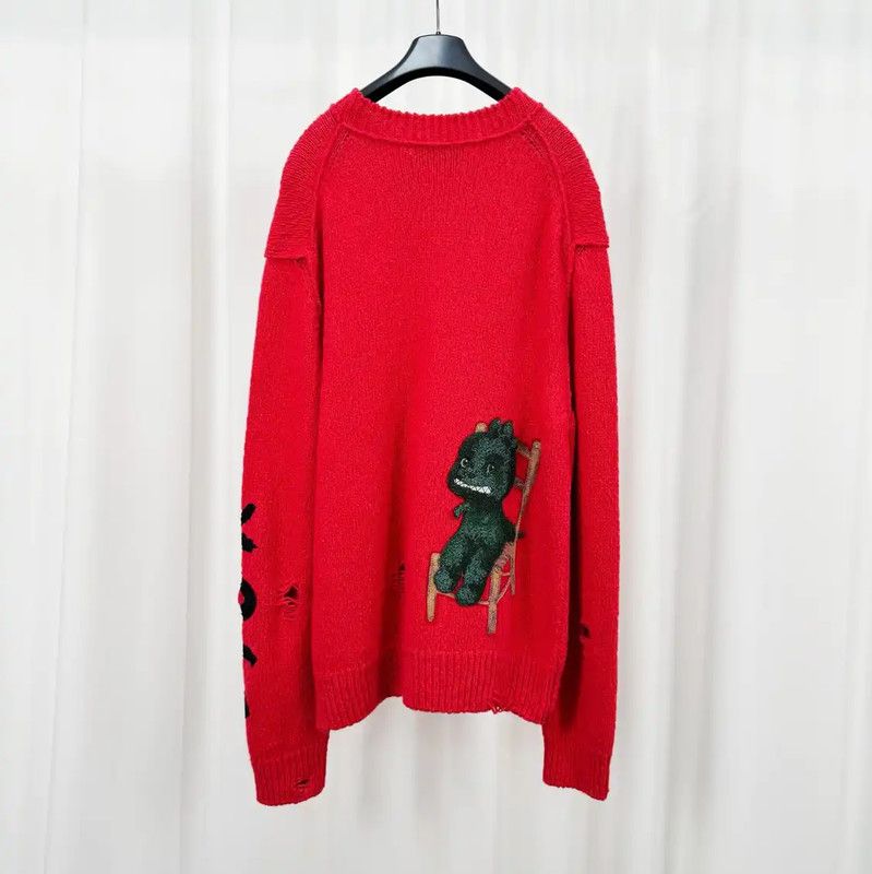 Dior Dior Red Wool Blend Embroidered Sweater 0089 Size US L / EU 52-54 / 3 - 2 Thumbnail
