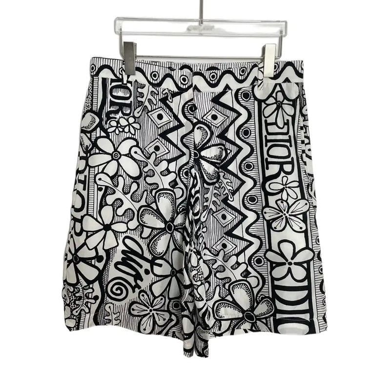 Dior Dior Men's Summer Patterned Silk Shorts 0089 Size US 38 / EU 54 - 2 Thumbnail